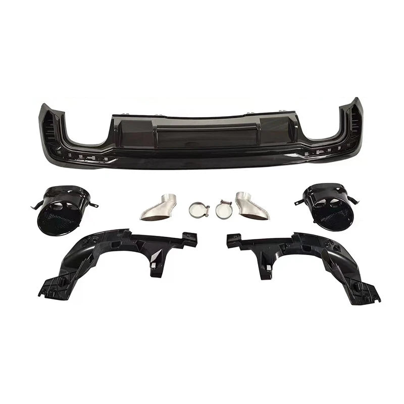 PP material Car Body Kit Front Side Skirts Fender Large Tailpipe Body Kit For  A4 2020
