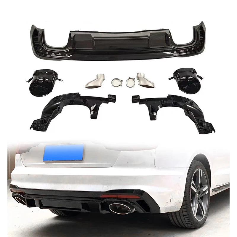 PP material Car Body Kit Front Side Skirts Fender Large Tailpipe Body Kit For  A4 2020