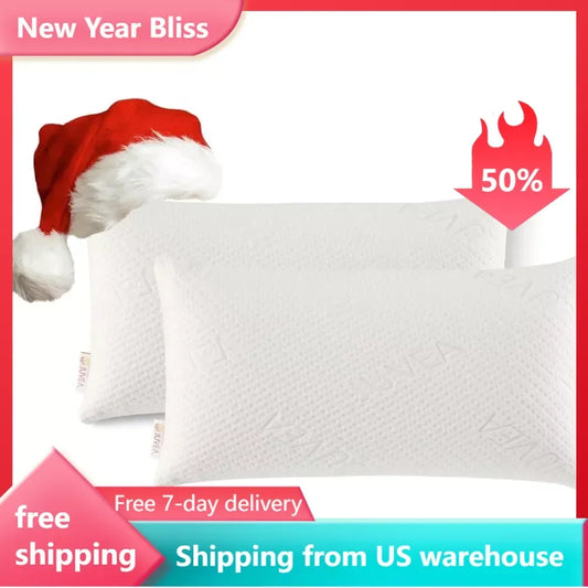 Pack of 2 - All-Natural Latex Sleeping Bed Pillows W/Removable Tencel Cover – King Size. Relieves Pressure Pillow Sleep Support