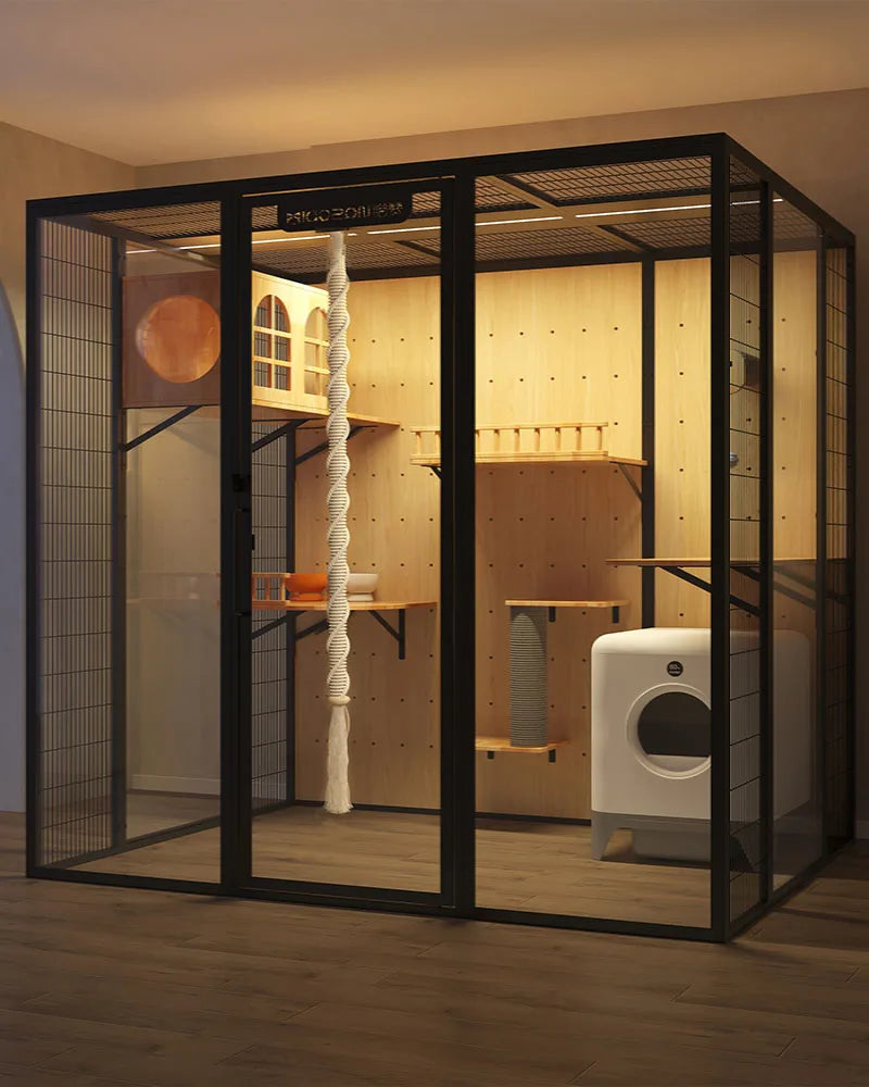 Panorama cat villa home large space glass cat cage luxury cat house customization
