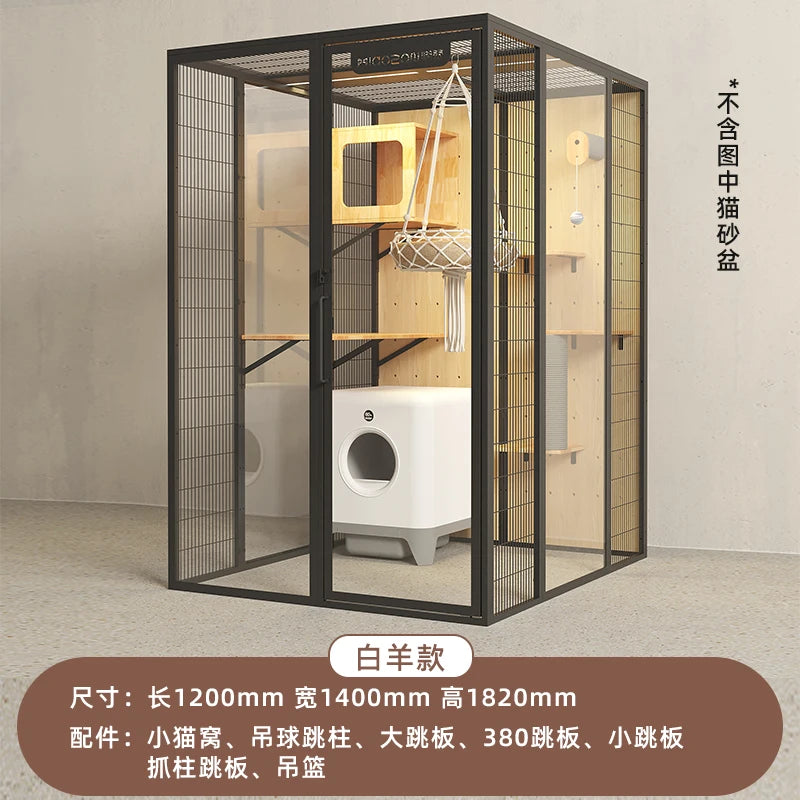 Panorama cat villa home large space glass cat cage luxury cat house customization