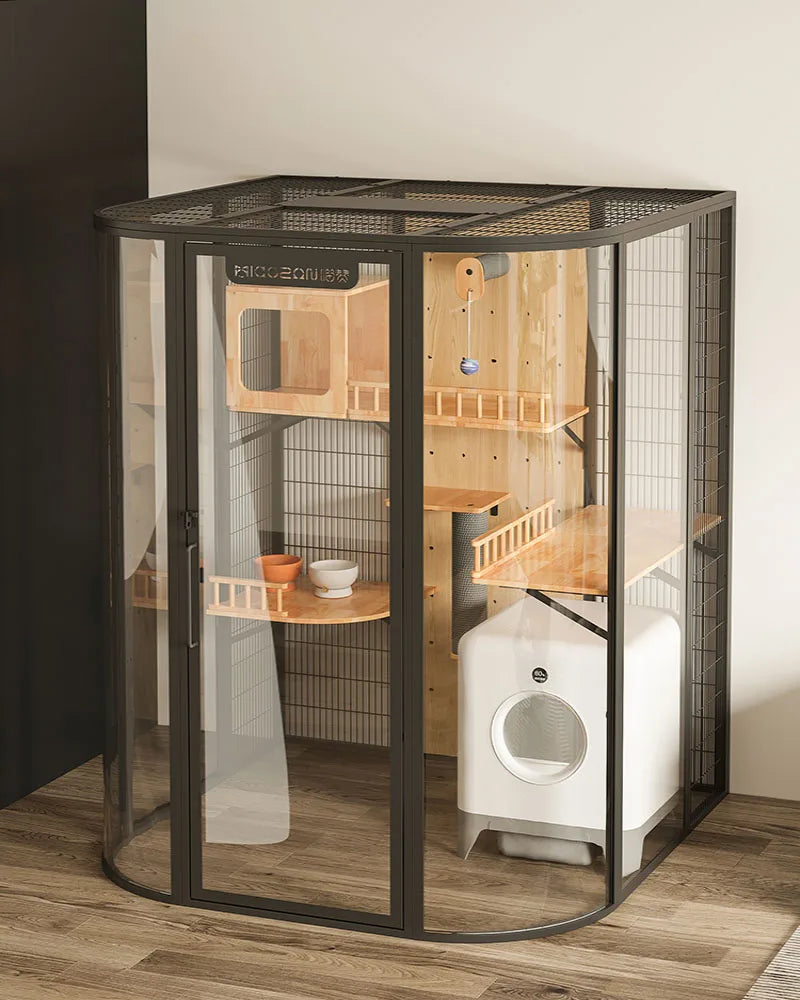 Panorama cat villa home large space glass cat cage luxury cat house customization