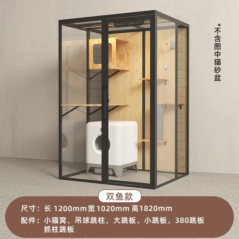 Panorama cat villa home large space glass cat cage luxury cat house customization