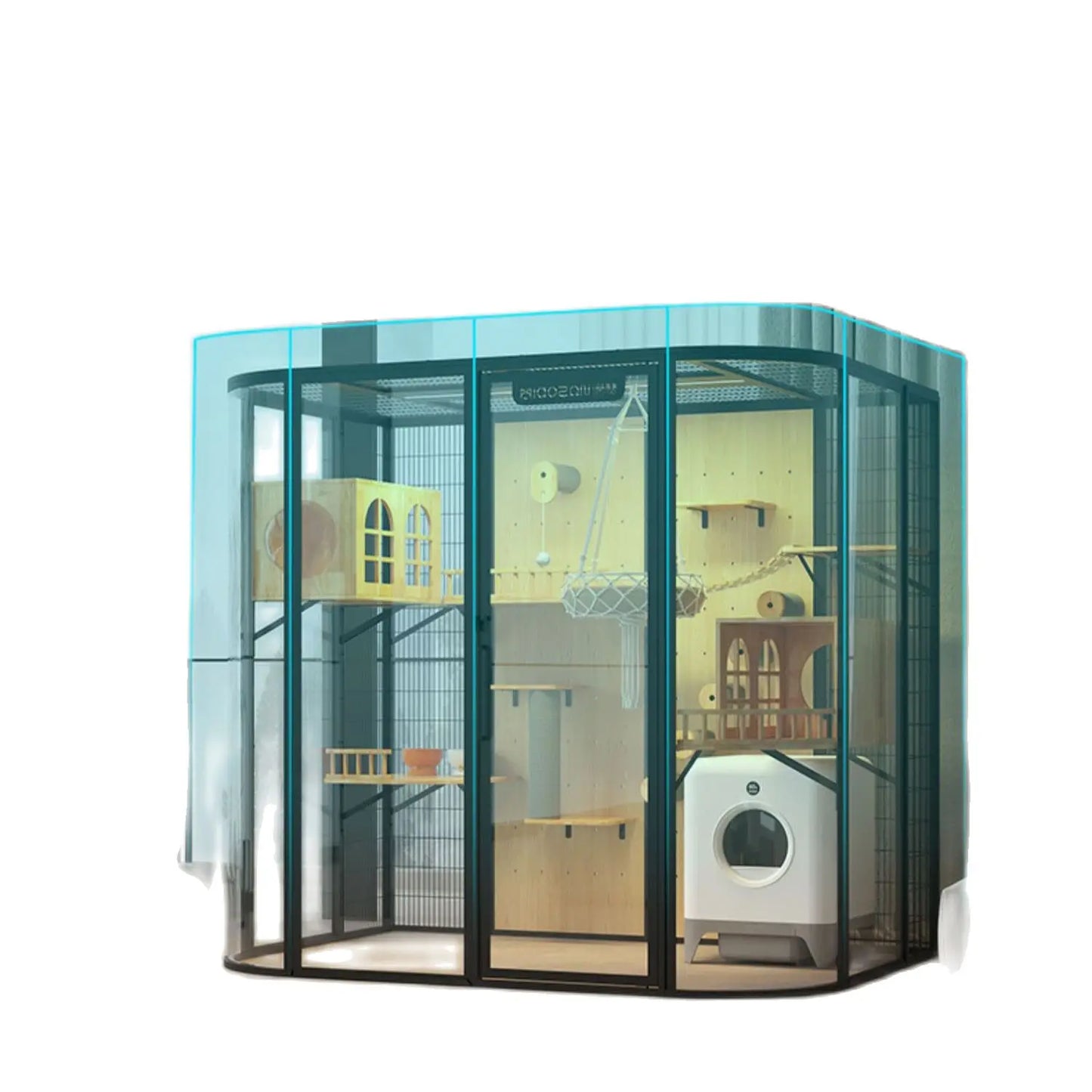 Panorama cat villa home large space glass cat cage luxury cat house customization