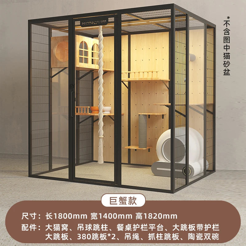 Panorama cat villa home large space glass cat cage luxury cat house customization