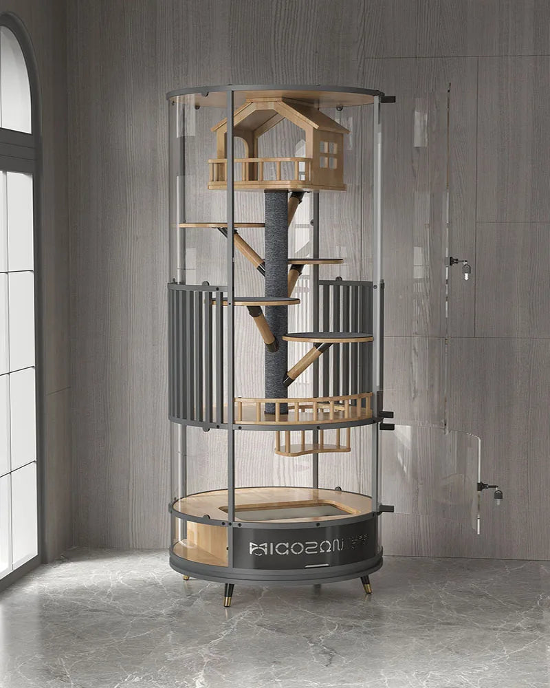 Panorama cat villa super large space luxury cat nest glass room cat display cabinet cat cage with toilet