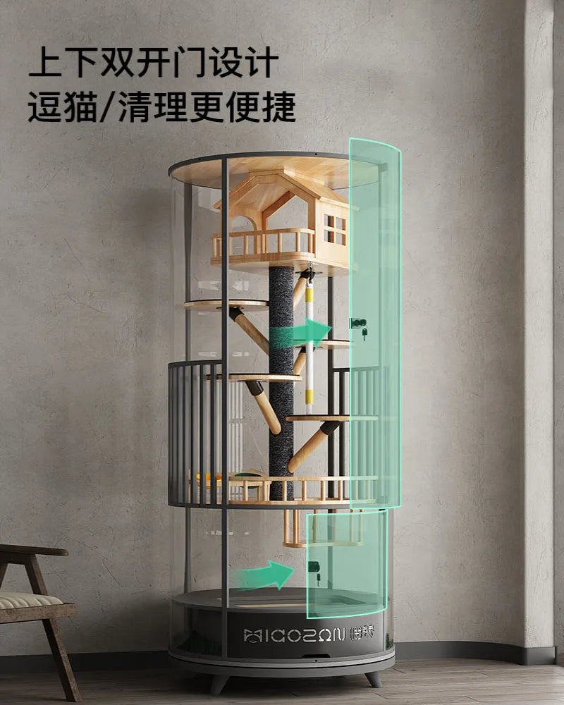 Panorama cat villa super large space luxury cat nest glass room cat display cabinet cat cage with toilet