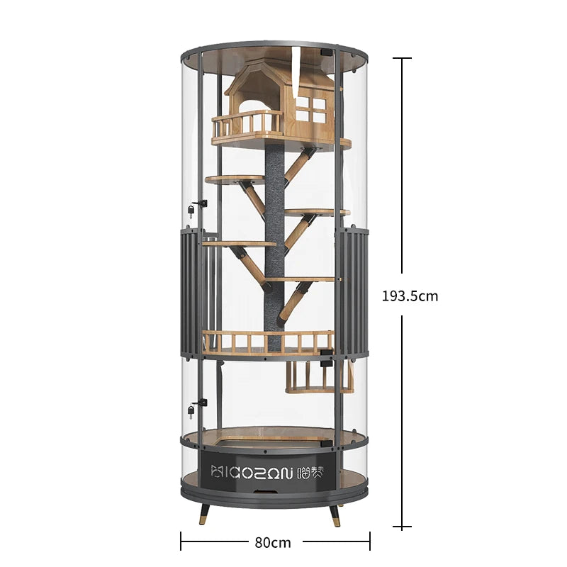 Panorama cat villa super large space luxury cat nest glass room cat display cabinet cat cage with toilet