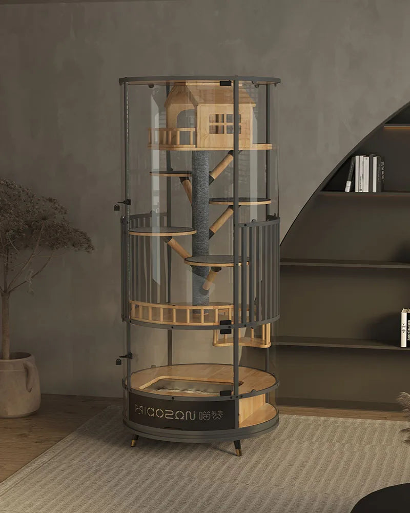Panorama cat villa super large space luxury cat nest glass room cat display cabinet cat cage with toilet