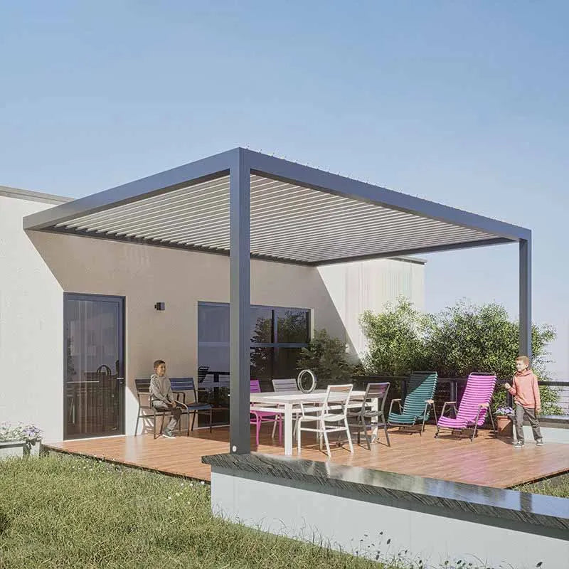 Pavilion outdoor courtyard electric shutter flip canopy aluminium pergola villa garden sunshade pavilion roof pergola