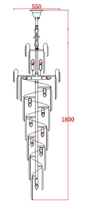 Penthouse Large Lighting Staircase Long Crystal Chandelier Ceiling Modern Villa Hollow Hall Living Room Lamps Nordic Stairway