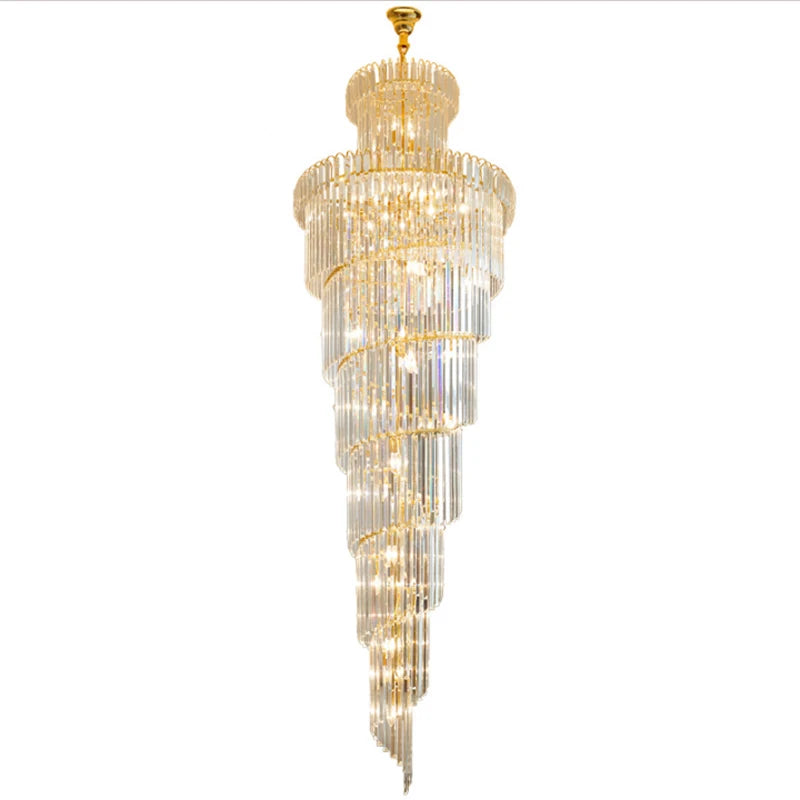 Penthouse Large Lighting Staircase Long Crystal Chandelier Ceiling Modern Villa Hollow Hall Living Room Lamps Nordic Stairway
