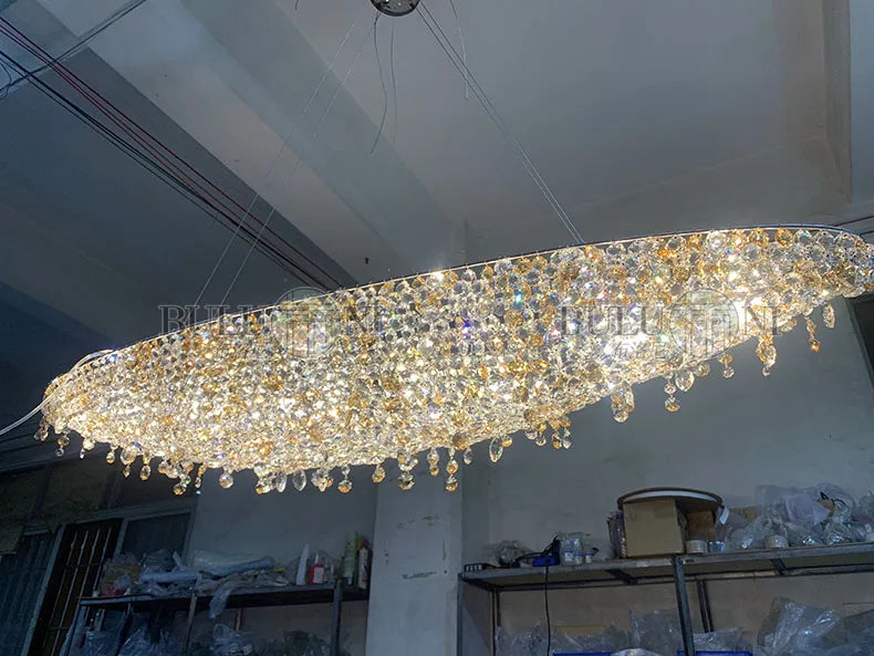 Personality restaurant long chandelier villa basement island creative hotel bar luxury imported crystal lamps