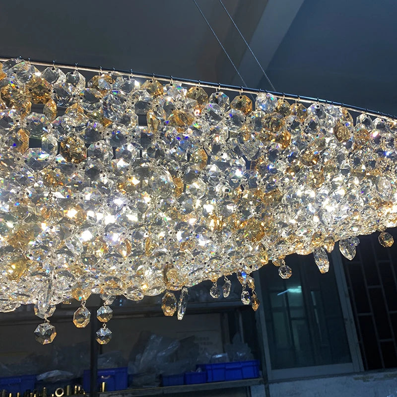 Personality restaurant long chandelier villa basement island creative hotel bar luxury imported crystal lamps