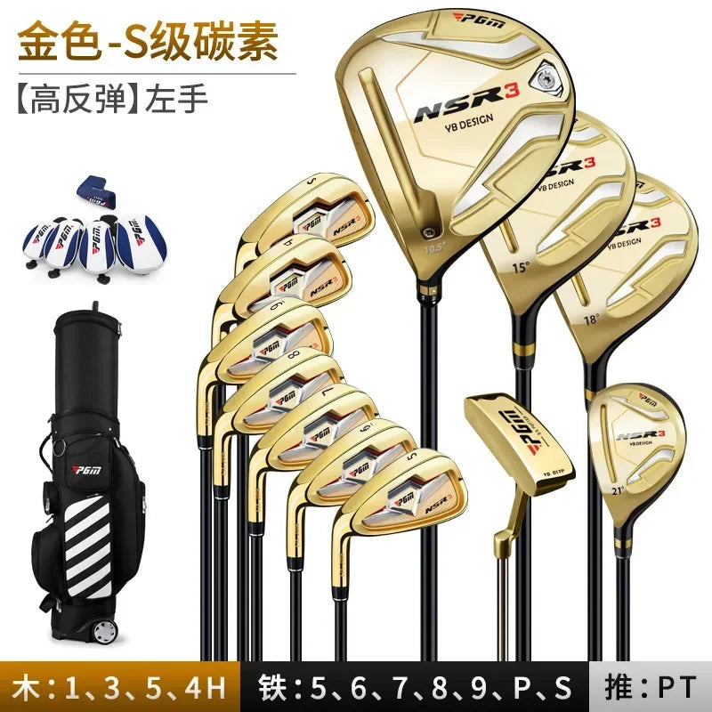 Pgm Nsr3 Men Left Hand 12pcs Golf Club Set with Standard Stretched Bag S/r Carbon Adjustable Loft Angle Pole Replaceable Mtg033