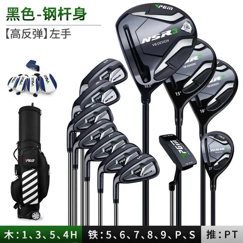 Pgm Nsr3 Men Left Hand 12pcs Golf Club Set with Standard Stretched Bag S/r Carbon Adjustable Loft Angle Pole Replaceable Mtg033