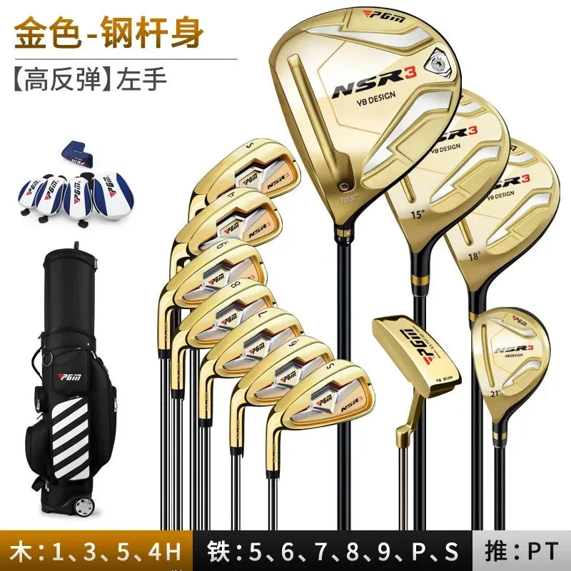 Pgm Nsr3 Men Left Hand 12pcs Golf Club Set with Standard Stretched Bag S/r Carbon Adjustable Loft Angle Pole Replaceable Mtg033
