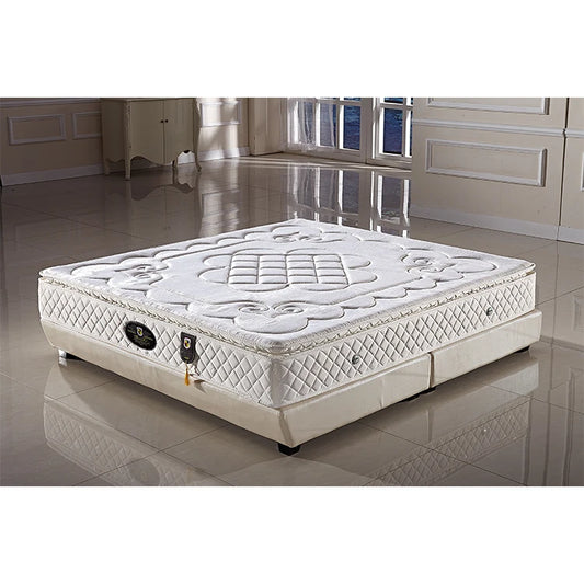 Pillow Top Design Mattress Bed Roll Up Compress Box Coil Latex Natural Spring 100 Full Size Yellow Cotton Oem
