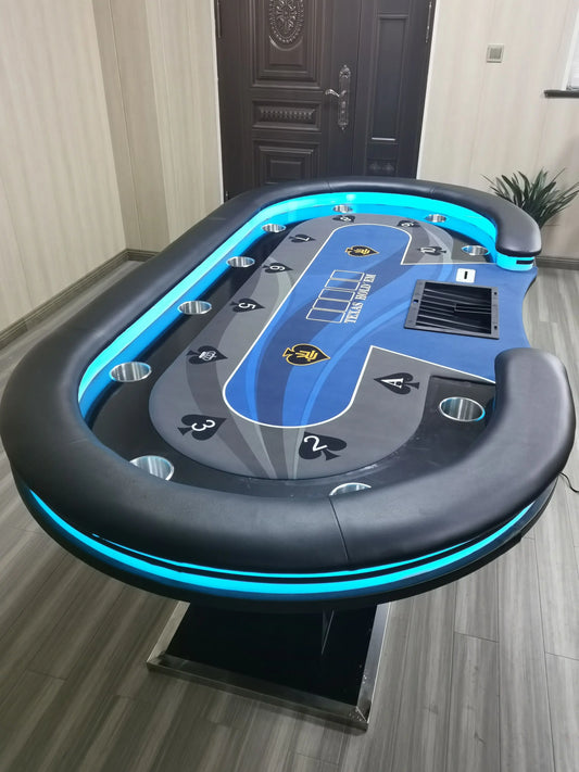 Poker Table with Remote Control LED Light Desktop Cloth Cushion Color Size Can Be Customized