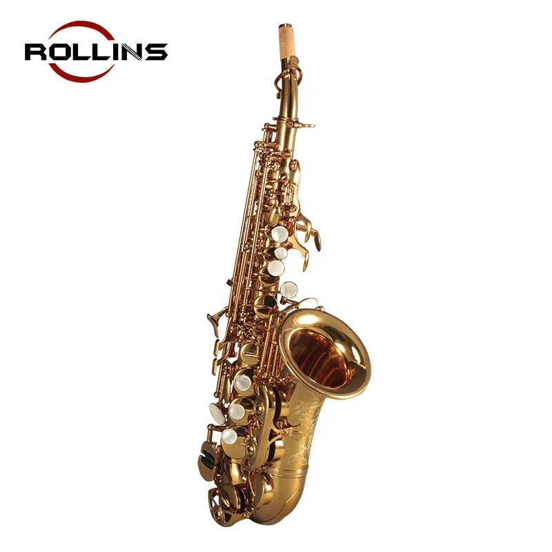 Popular Grade Curved Gold Lacquer By Electrophoresis Coating Soprano Saxophone KSSL-A1