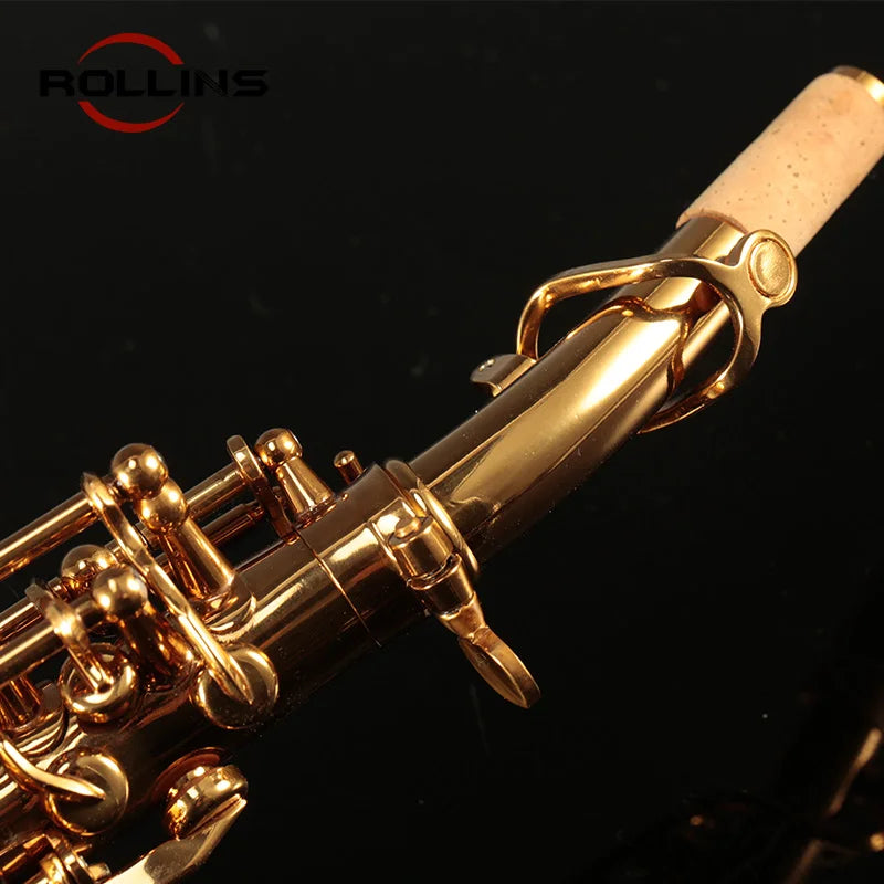 Popular Grade Curved Gold Lacquer By Electrophoresis Coating Soprano Saxophone KSSL-A1