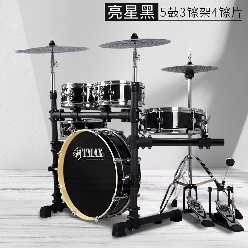 Electronic musical instruments Portable Drum Set, 5 Drums and 4Cymbals, Mute, Adult, Children, Double-sided Practice Test Double-sided Practice Test Jazz Drum