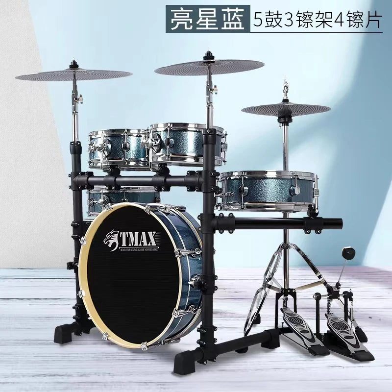 Electronic musical instruments Portable Drum Set, 5 Drums and 4Cymbals, Mute, Adult, Children, Double-sided Practice Test Double-sided Practice Test Jazz Drum