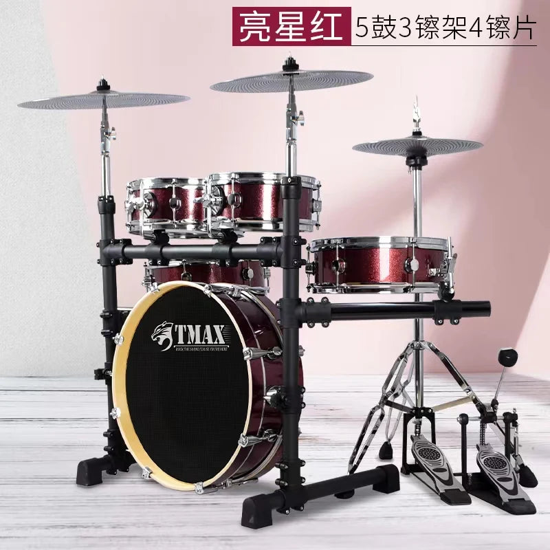 Electronic musical instruments Portable Drum Set, 5 Drums and 4Cymbals, Mute, Adult, Children, Double-sided Practice Test Double-sided Practice Test Jazz Drum