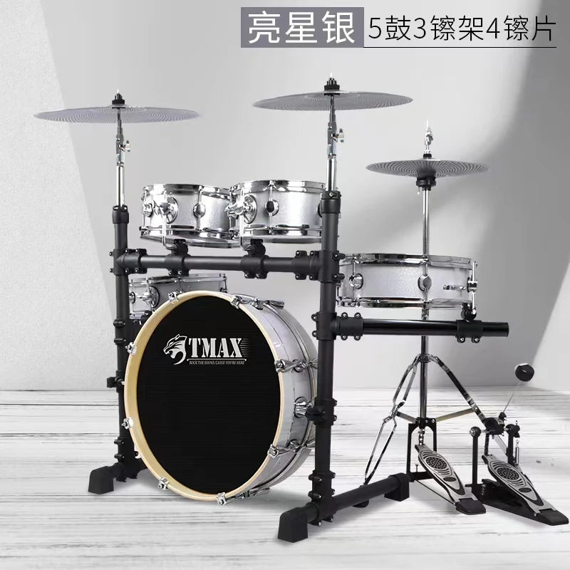 Electronic musical instruments Portable Drum Set, 5 Drums and 4Cymbals, Mute, Adult, Children, Double-sided Practice Test Double-sided Practice Test Jazz Drum