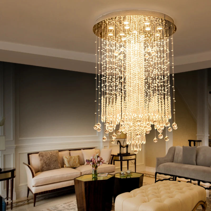 Post-modern Creative Personality Crystal Chandelier Duplex Living Room Chandelier Villa Simple Fashion Stairwell Long Chandelier