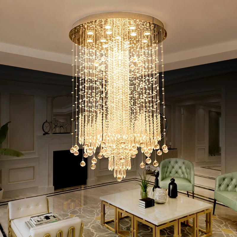 Post-modern Creative Personality Crystal Chandelier Duplex Living Room Chandelier Villa Simple Fashion Stairwell Long Chandelier