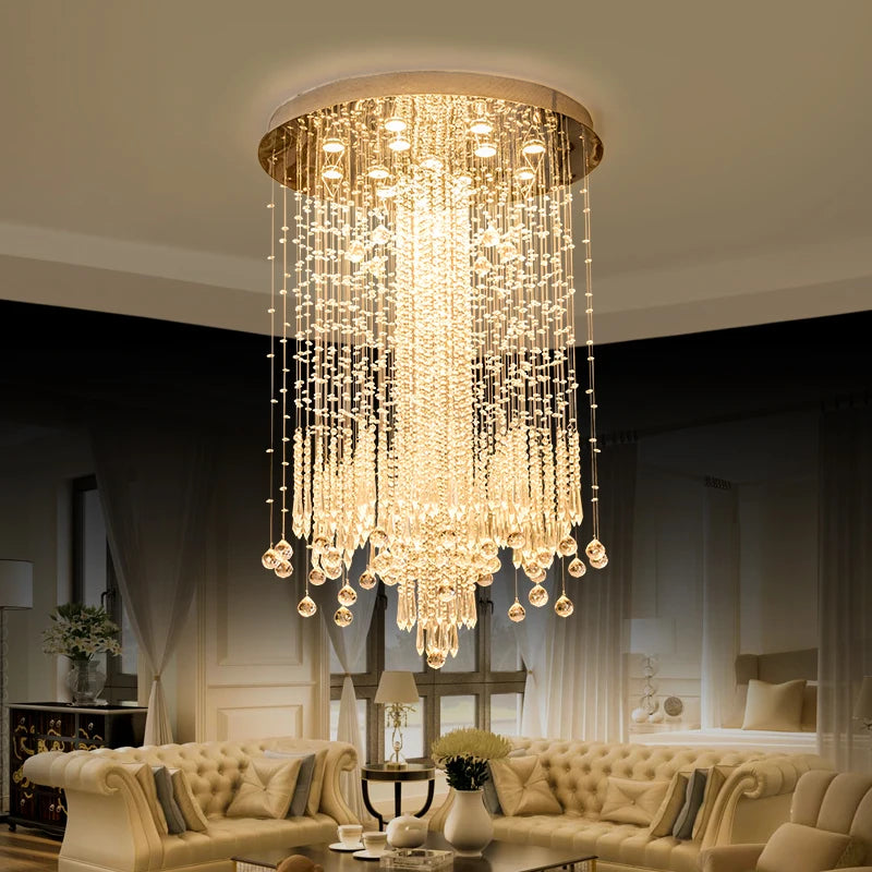 Post-modern Creative Personality Crystal Chandelier Duplex Living Room Chandelier Villa Simple Fashion Stairwell Long Chandelier