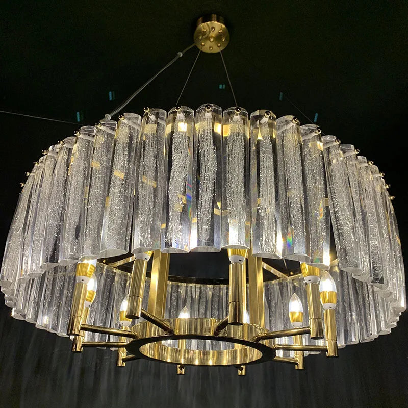 Post-modern copper luxury crystal chandelier living room dining room art villa bar table light personality model room lamps