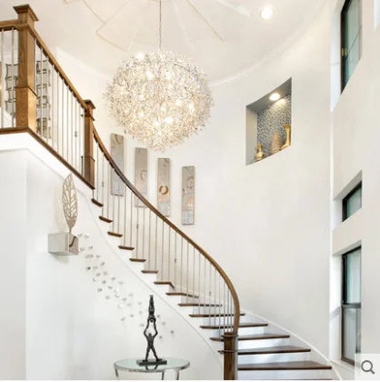 Post-modern crystal chandelier LED luxury design sense living room dining room lamp villa leap round creative decorative lights