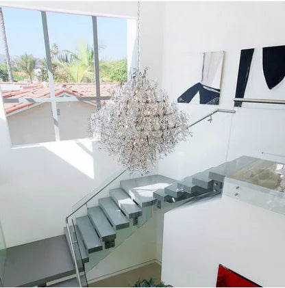 Post-modern crystal chandelier LED luxury design sense living room dining room lamp villa leap round creative decorative lights