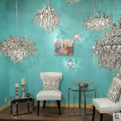 Post-modern crystal chandelier LED luxury design sense living room dining room lamp villa leap round creative decorative lights