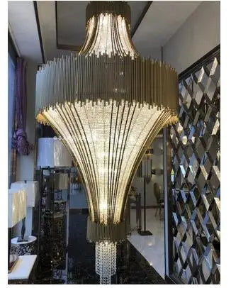 Post-modern hotel engineering villa duplex building art gold model room European luxury club meeting room chandelier