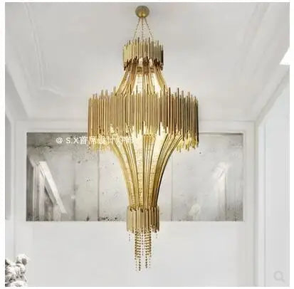 Post-modern hotel engineering villa duplex building art gold model room European luxury club meeting room chandelier
