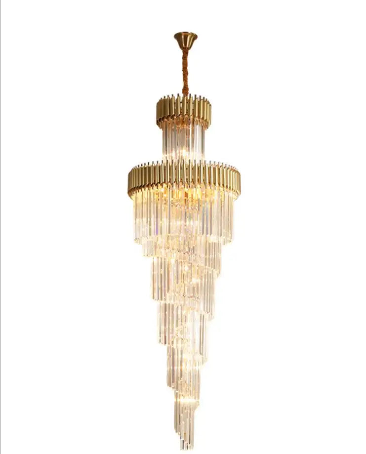 Post-modern luxury K9 crystal 12W LED three-color villa hotel lamp pool staircase crystal chandelier duplex building hall villa