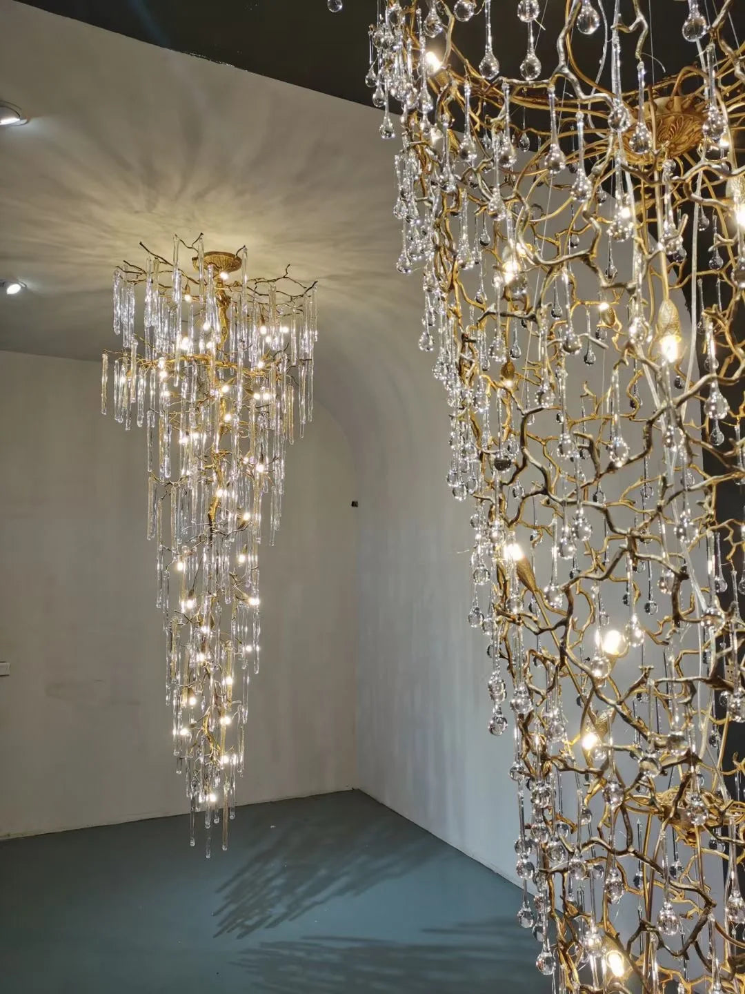 Post-modern luxury villa living room crystal chandelier branch creative hall designer Italian style American lamps