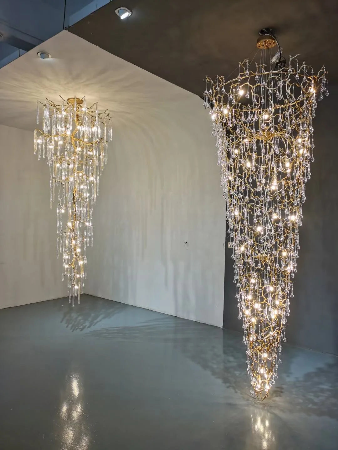 Post-modern luxury villa living room crystal chandelier branch creative hall designer Italian style American lamps