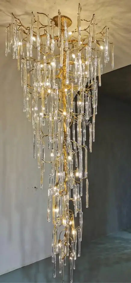 Post-modern luxury villa living room crystal chandelier branch creative hall designer Italian style American lamps