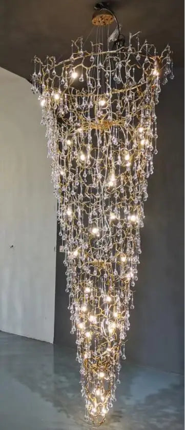 Post-modern luxury villa living room crystal chandelier branch creative hall designer Italian style American lamps