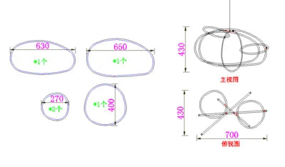 Post-modern minimalist chandelier design sense living room villa restaurant stainless steel ring combination art lamp