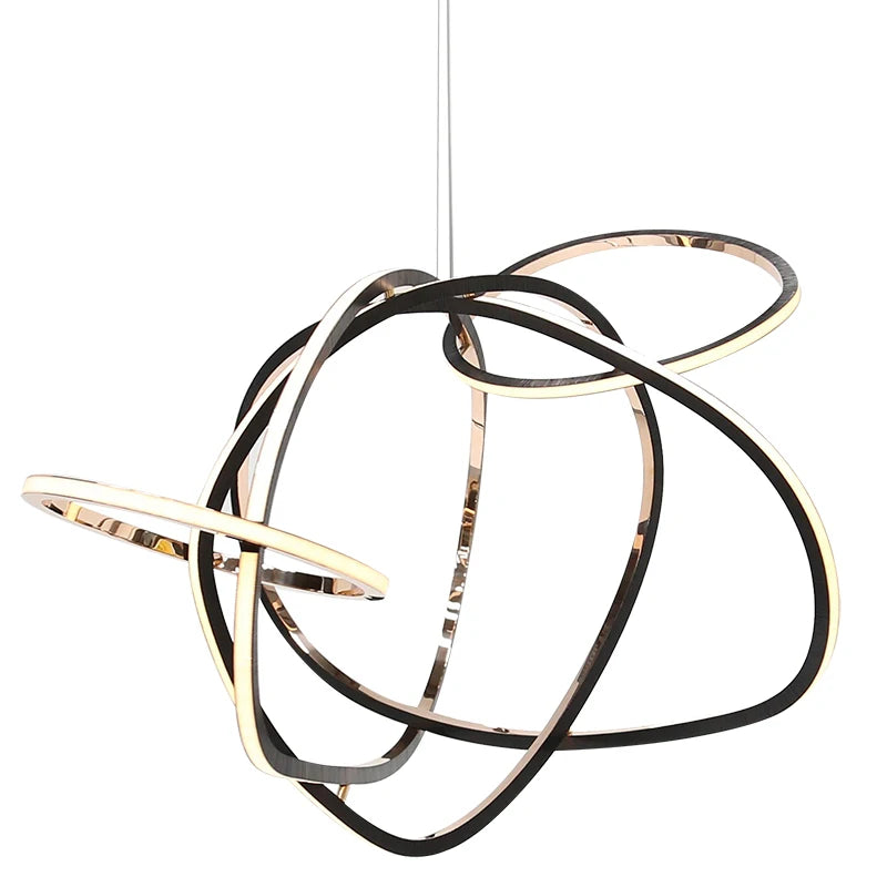 Post-modern minimalist chandelier design sense living room villa restaurant stainless steel ring combination art lamp