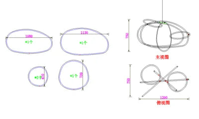 Post-modern minimalist chandelier design sense living room villa restaurant stainless steel ring combination art lamp