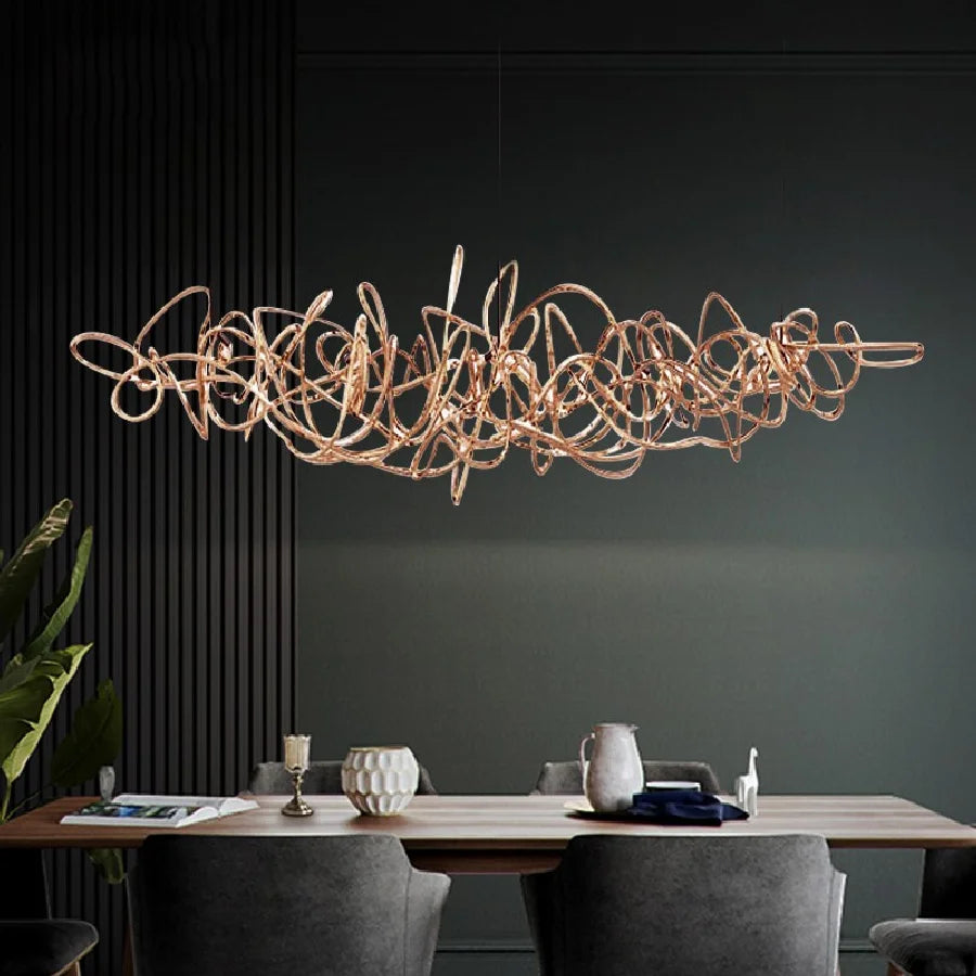 Postmodern Chandelier Living Room Creative Personality Villa Restaurant Lamp Nordic Conference Room Gold Chrome G9 Hanging Lamp