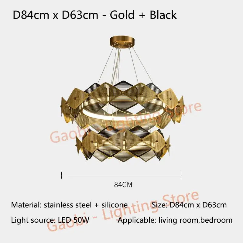 Postmodern Luxury LED Chandelier Lighting Stainless Steel Round Creative Hanging Lamp For Dining Living Room Bedroom Villa Deco