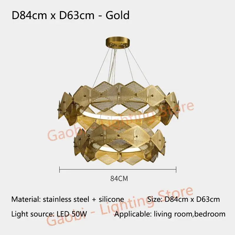 Postmodern Luxury LED Chandelier Lighting Stainless Steel Round Creative Hanging Lamp For Dining Living Room Bedroom Villa Deco