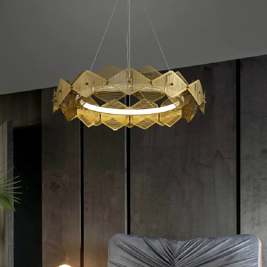 Postmodern Luxury LED Chandelier Lighting Stainless Steel Round Creative Hanging Lamp For Dining Living Room Bedroom Villa Deco